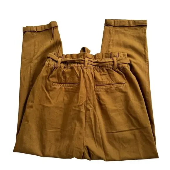 Carly Jean Los Angeles "Reid" Paperbag Pants - Pecan Brown Size Small - Picture 3 of 8
